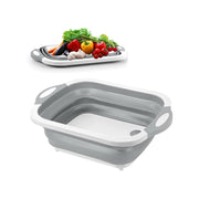 Collapsible Cutting Board - Portable Multi-Purpose Dish Tub (Grey)